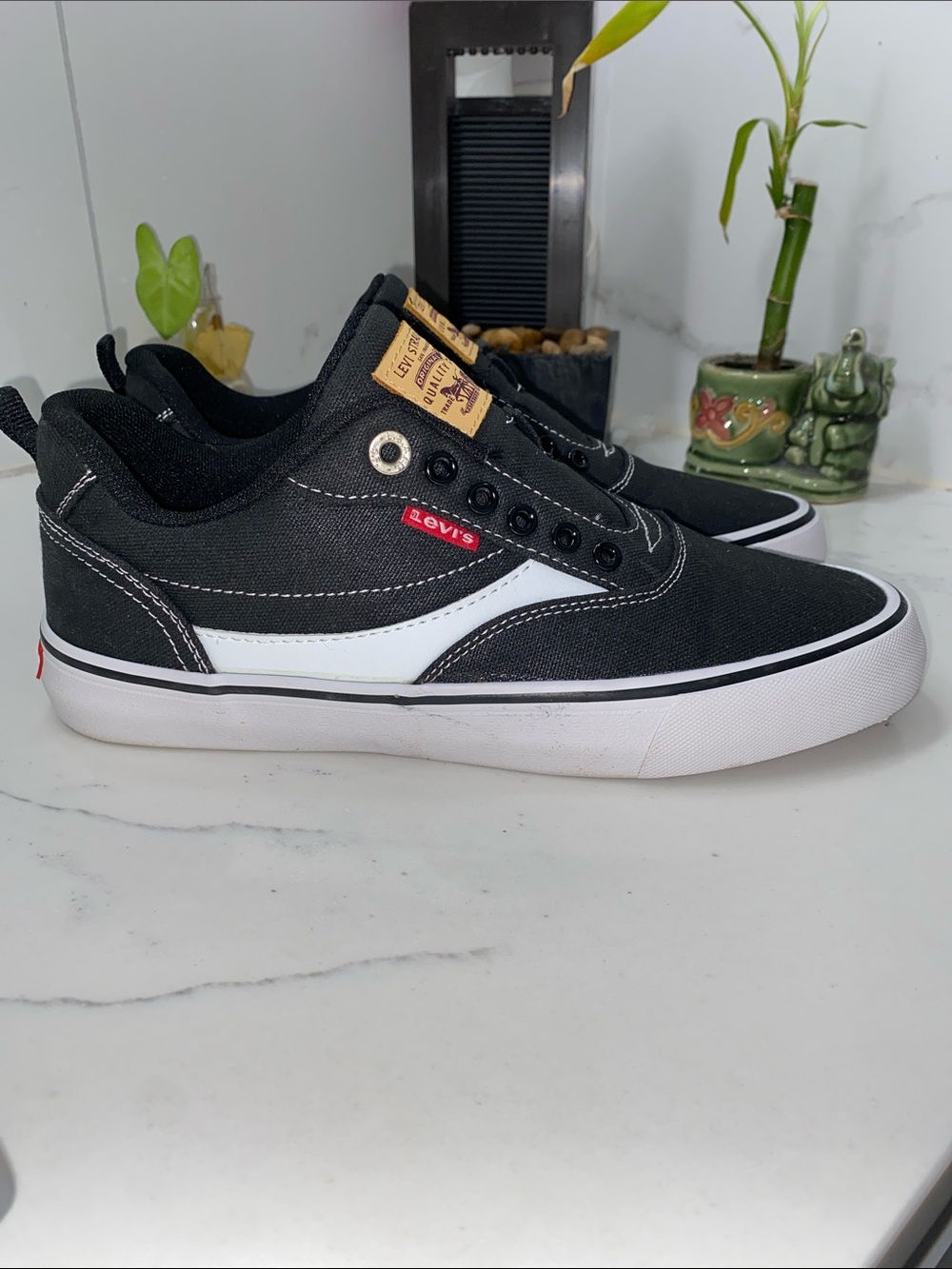 Levi's Black and White Low-Top Canvas Sneakers